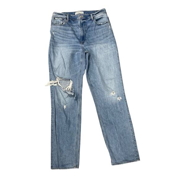 Abercrombie & Fitch The 90s Straight Ultra Height Rise 30 10L Distressed - Picture 1 of 10